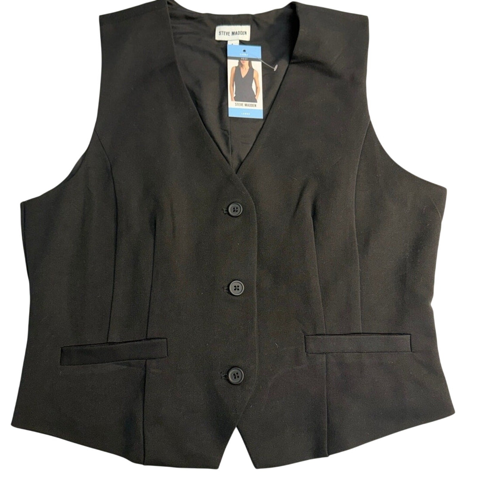 Steve Madden women's vest in size medium, new with tags, featuring a stylish sleeveless design and versatile casual look.