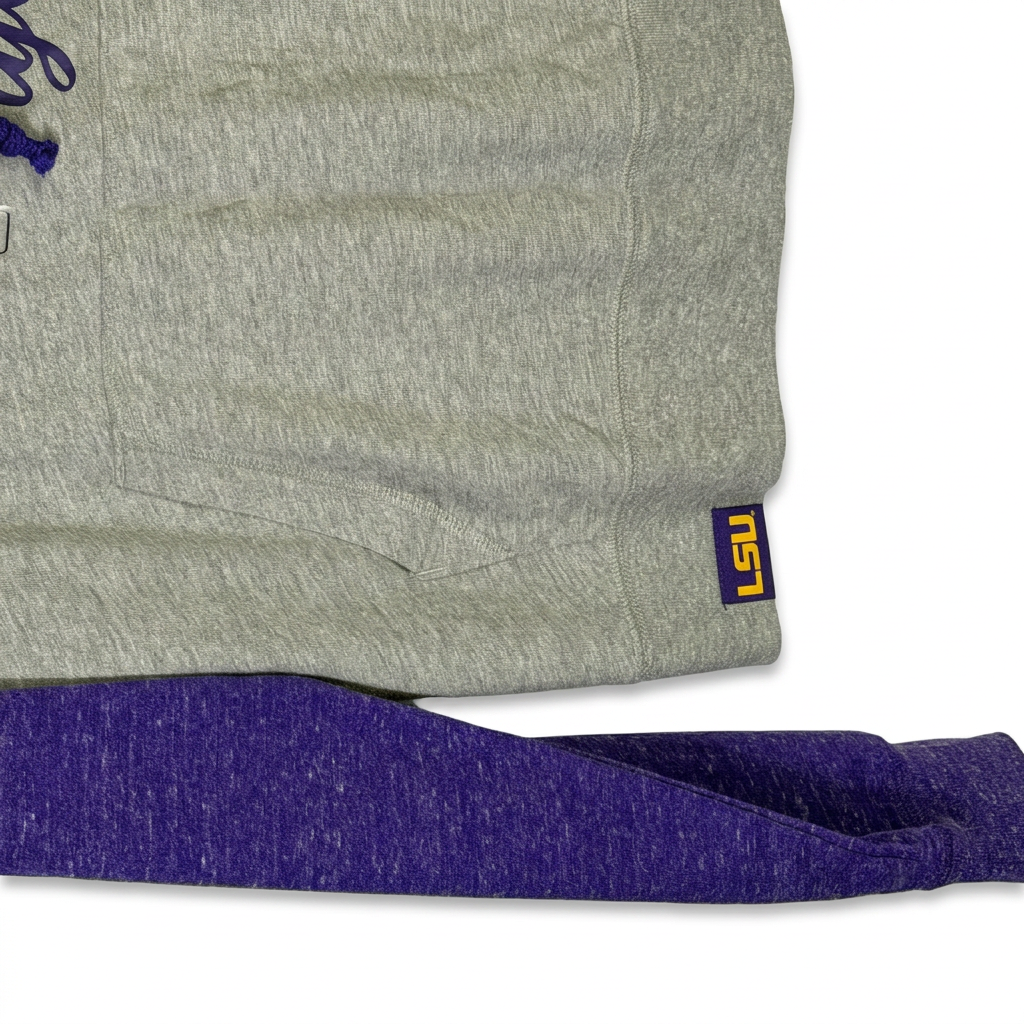 Nike LSU Tigers hoodie in grey and purple with collegiate logo, size small, casual clothing for fans and LSU supporters.