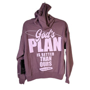 Revival Club women's mauve purple hoodie with God's Plan Jeremiah 29:11 script, casual fit, soft fabric, NWT.