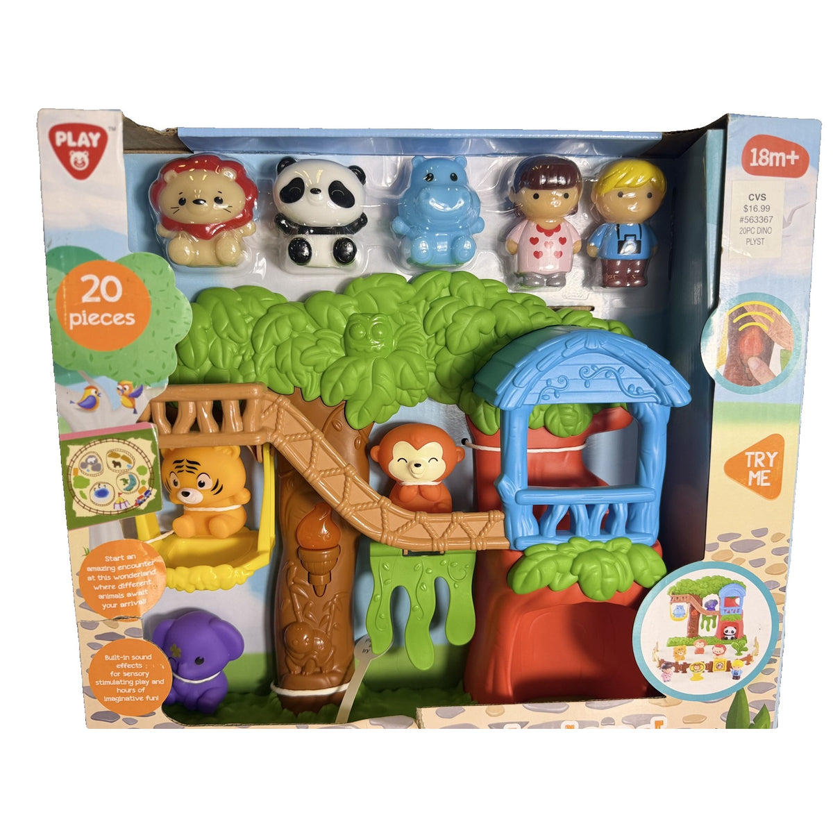 PlayGo Animal Wonderland Treehouse Playset – 20 Pc Zoo Animals, Figures & Fence with Sounds – Ages 18M+ #4367 (New in Box)