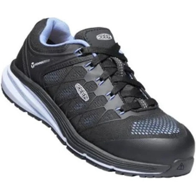 Keen Utility Vista Energy EH women's work shoes in size 6.5, featuring durable black leather and slip-resistant soles.