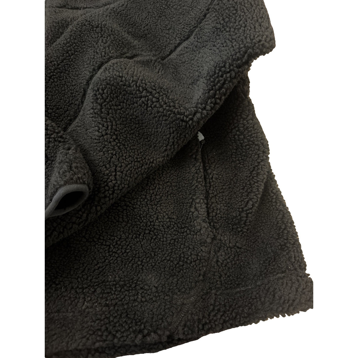 Black Nike ACG Sherpa Fleece full-zip men's jacket, size M, featuring a cozy sherpa interior and a sleek outer design.