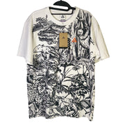 Nike ACG men's Jungle Animal Graphic Dri-FIT T-shirt, small size, featuring vibrant jungle animal print and Nike branding.