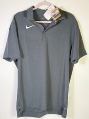 Men's gray Nike Dri-FIT Football Sideline Polo shirt, large size, lightweight athletic clothing, Nike sports apparel
