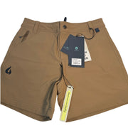 Gnara GOHUNT Gear men's soft shell hiking shorts in brown, size M, showing the performance fabric and comfortable fit.