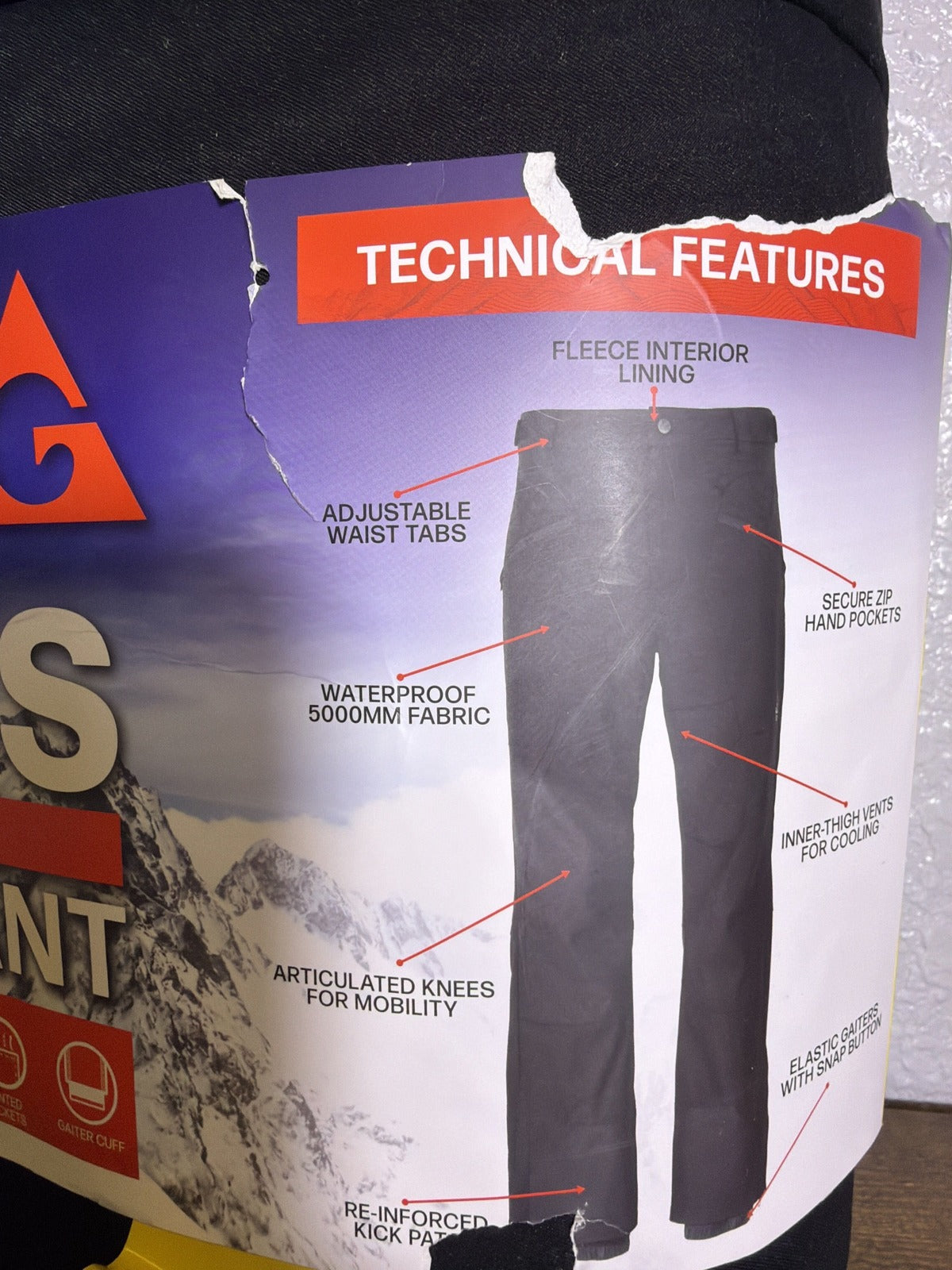 Gerry men's black waterproof stretch snow pants with fleece lining, designed for skiing, size small, new with tags.