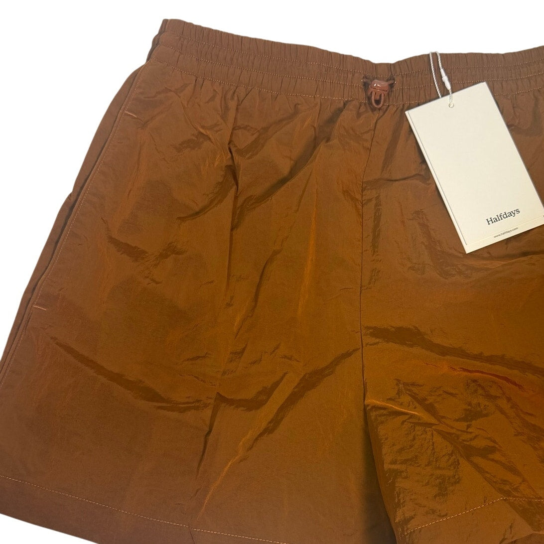 Halfdays women's brown wrap skort athletic outdoor shorts, size large, with a comfortable fit and sporty design.