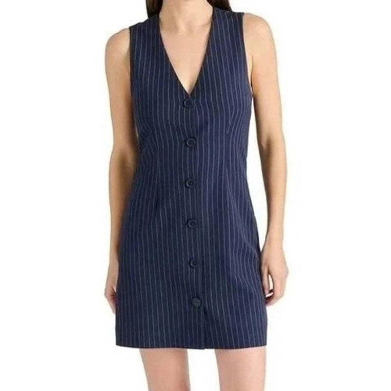 NWT Steve Madden Pinstripe Dress Navy Women's Medium DO38082W