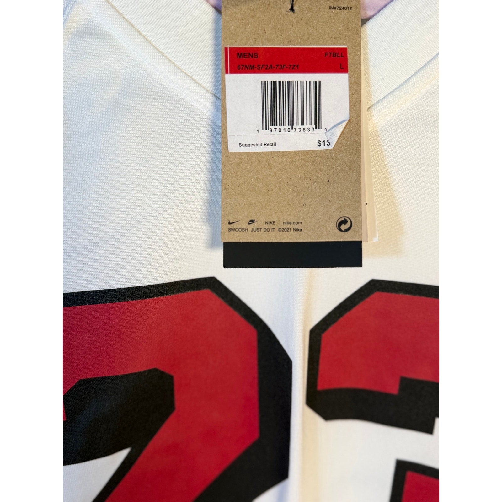 Nike Christian McCaffrey #23 San Francisco 49ers white NFL men's jersey, size large, new with tags.