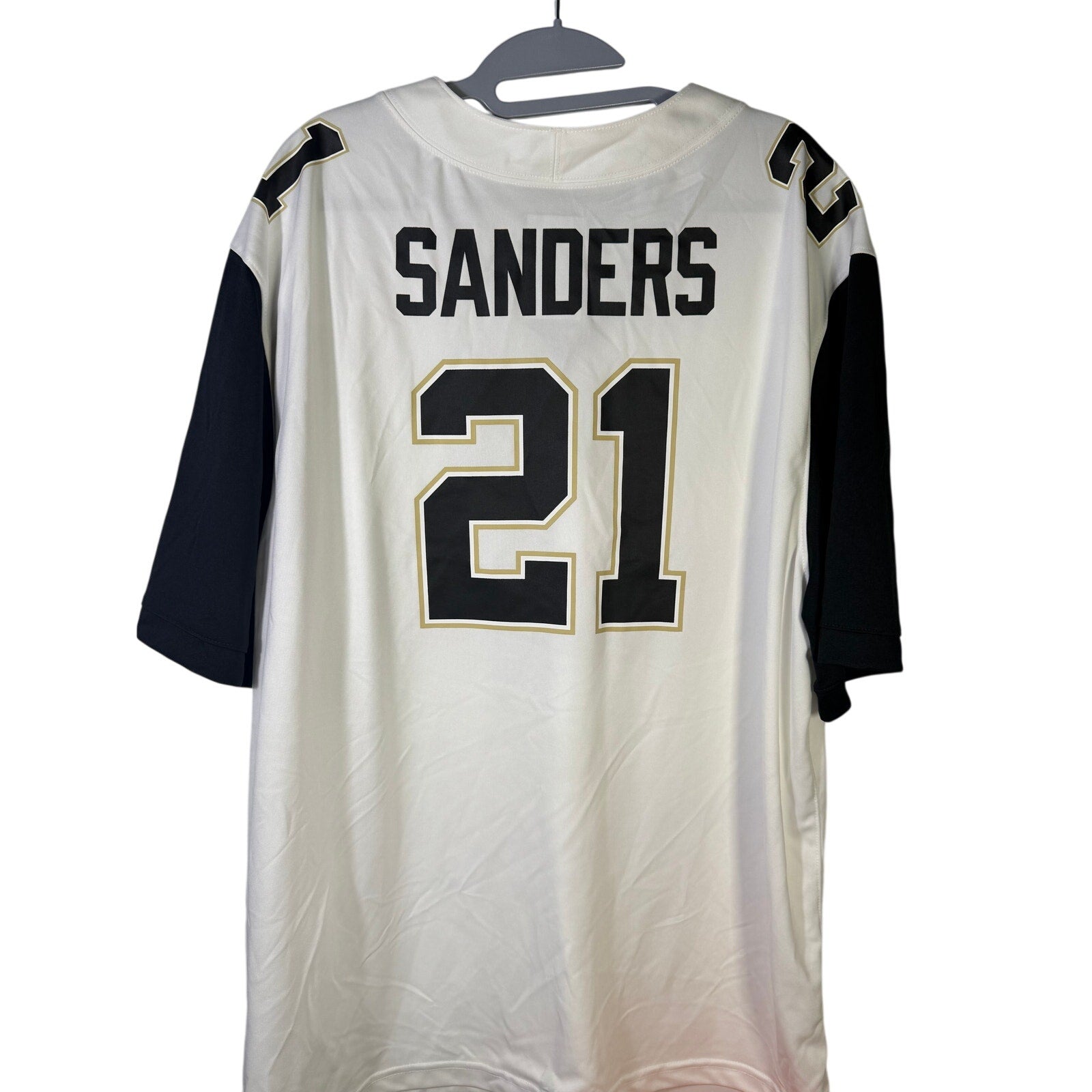 Nike PRIME Deion Sanders #21 men's football jersey in white, 2XL size, featuring team name and player number on the front.