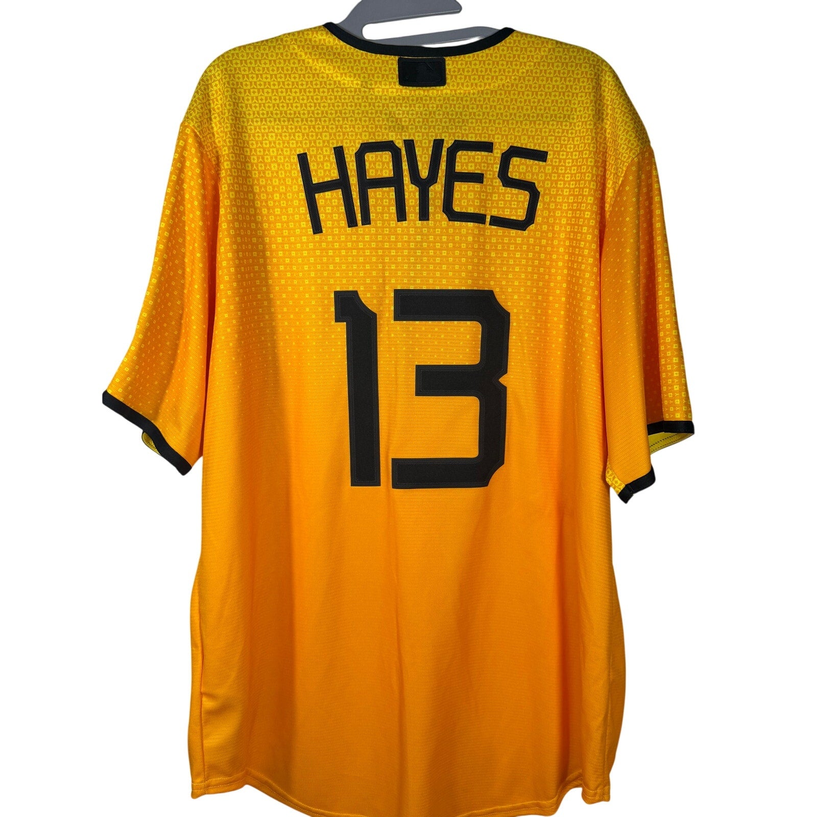 Nike Pittsburgh Pirates Ke'Bryan Hayes #13 City Connect jersey for men, large size, front view with team and player details