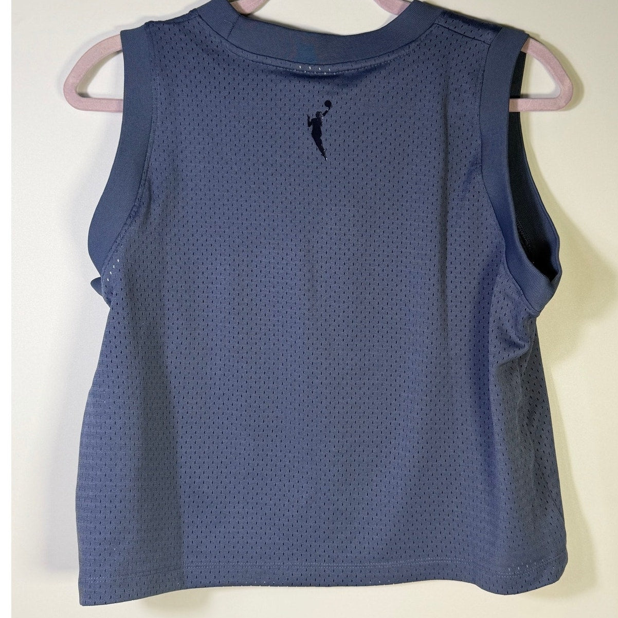 Nike WNBA Indiana Fever women’s blue mesh basketball tank top, size L, featuring team logo and athletic design.