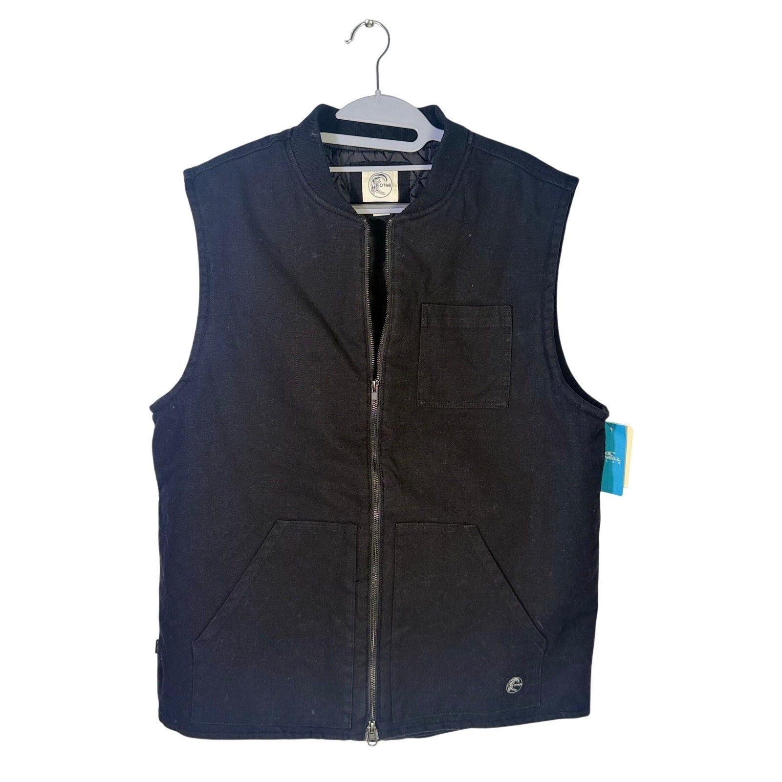 Black O'Neill men's OG Turner vest, size large, full zip, lightweight sleeveless vest ideal for casual or outdoor wear
