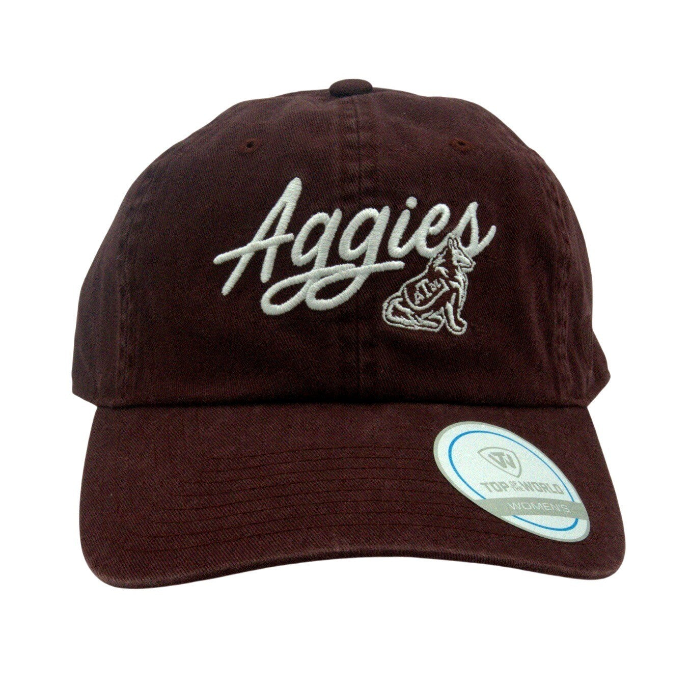 Women's Texas A&M Aggies hat by Top Of The World featuring Reveille embroidery and adjustable OSFM fit.