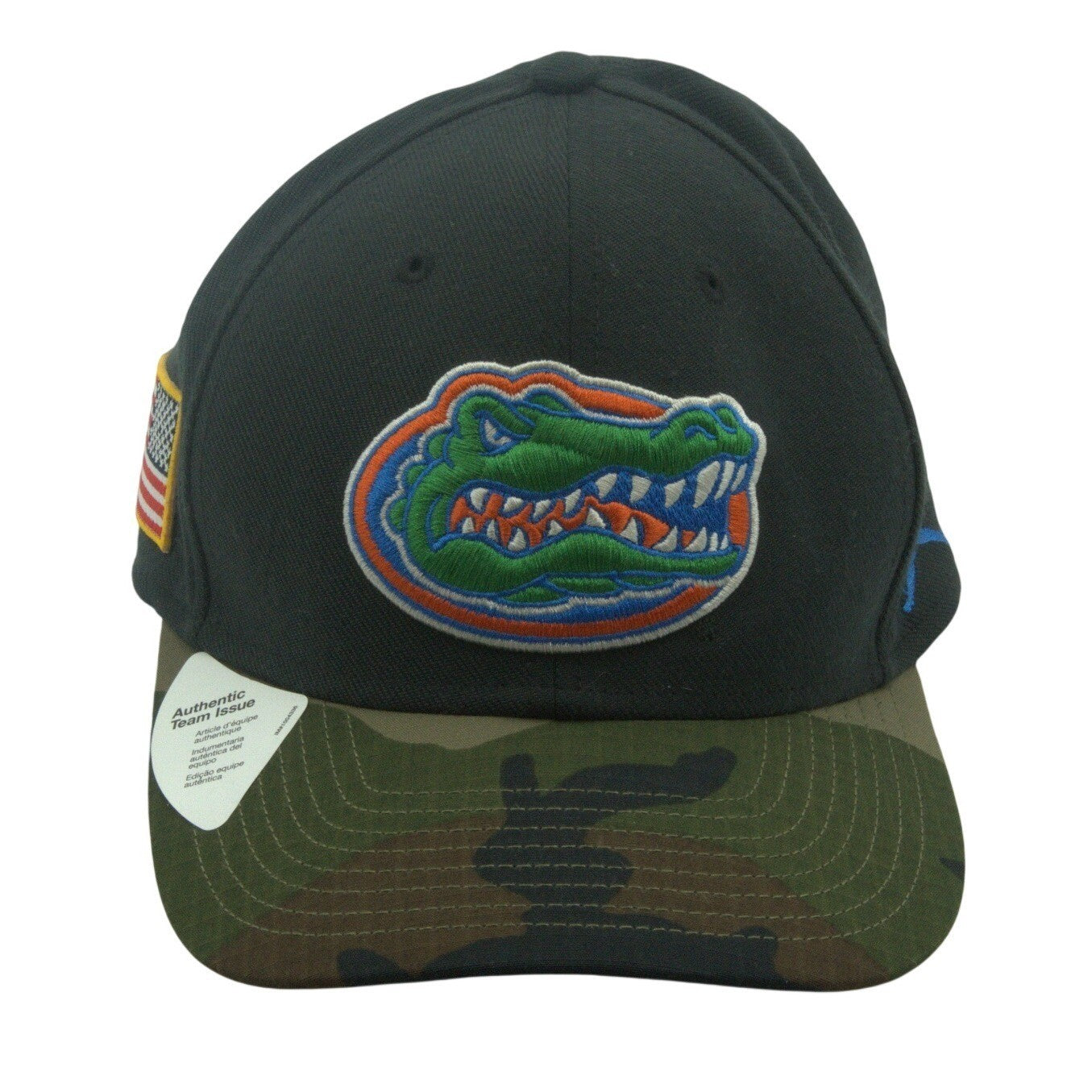 Jordan men's Florida Gators snapback hat with camouflage bill, authentic team issue, featuring team logo and adjustable strap