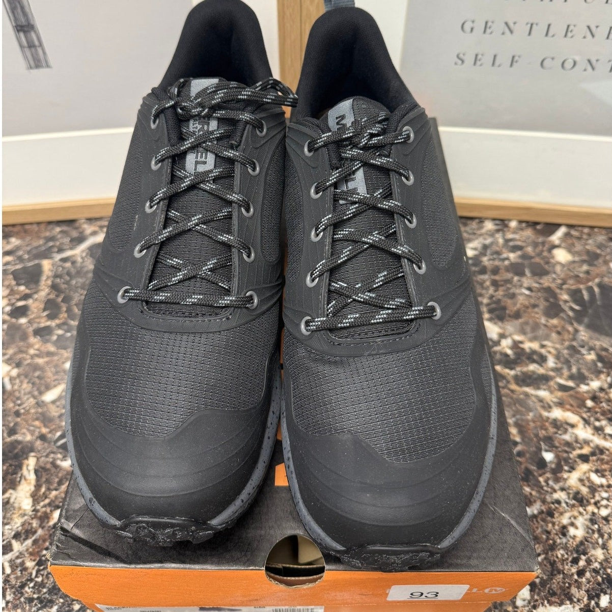 Merrell Altalight Trail Hiking Shoes in black and rock for men, size 11 EU45, lightweight running shoes with rugged grip.
