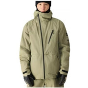 Men's green 686 Gore-Tex Hydra Down Thermagraph jacket, front view with hood, size XL/Medium, waterproof and insulated outdoor jacket
