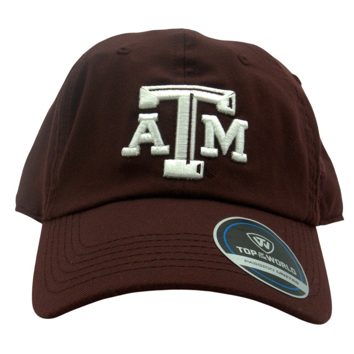 Embroidered Texas A&M Aggies women's hat by Top Of The World in OSFM size, featuring team logo and adjustable strap.