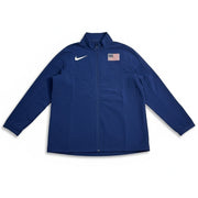 Men's Nike Team USA Dri-FIT full-zip track jacket in XXL, navy with USA logo, lightweight athletic jacket with zip front.
