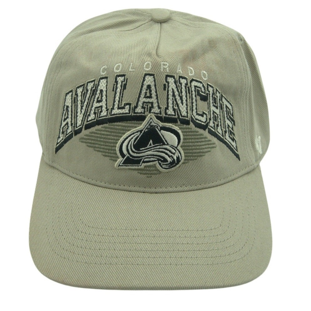 NHL Colorado Avalanche '47 Brand A-Frame adjustable hat in khaki/tan with team logo, casual sport style.