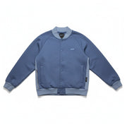 Nike LeBron Therma-FIT varsity jacket with ribbed cuffs and collar, large size, navy blue with varsity-style design.