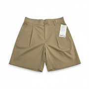 Lululemon men's woven relaxed-fit pleated shorts with an 8-inch inseam, size 31, showing front view with pleats and lightweight fabric