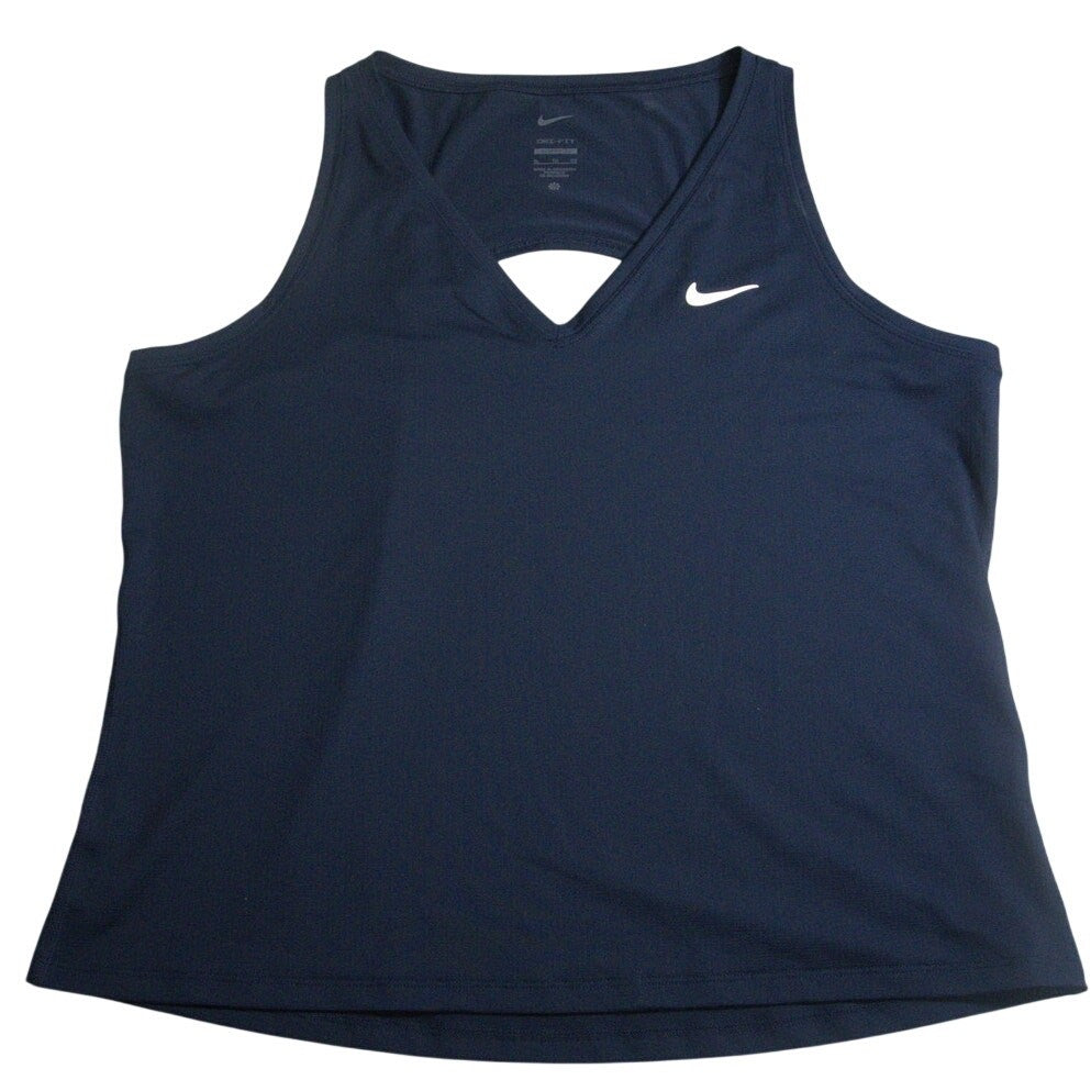 Nike women's XL tank top with keyhole back, athletic workout top, in great condition, lightweight and breathable for exercise.