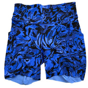 Lululemon Fast and Free high-rise shorts in blueprint color with pockets, women's size 8, lightweight athletic running shorts.