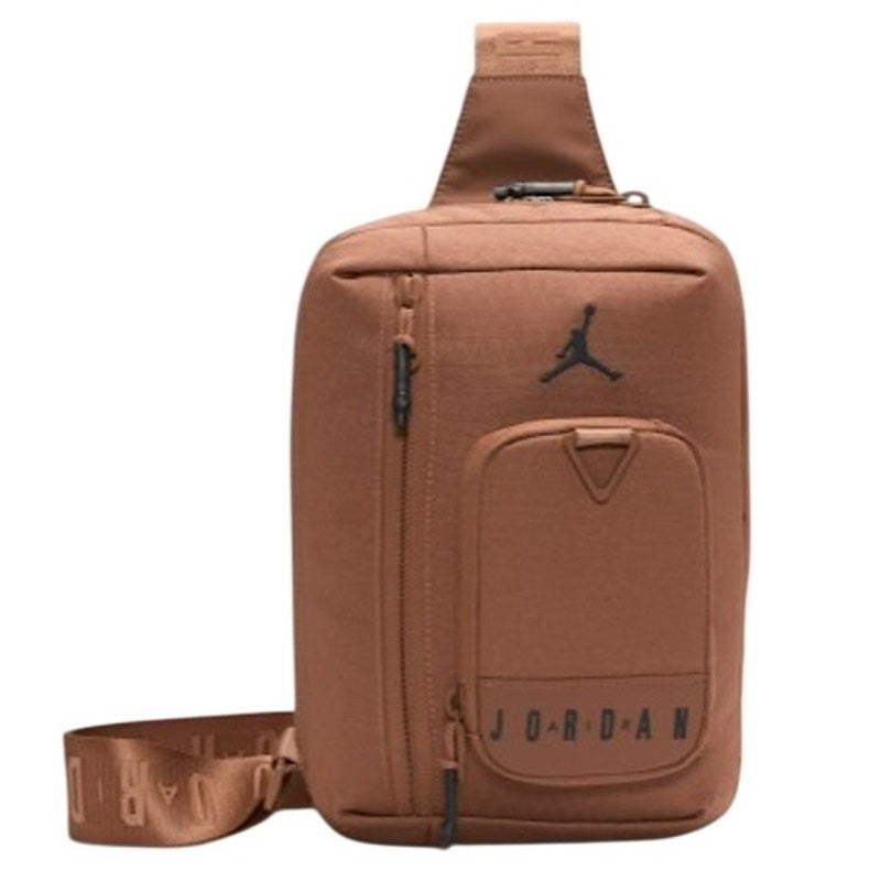 Jordan Collectors cross-body handbag in Archaeo Brown, featuring a sleek design with adjustable strap and logo accents.