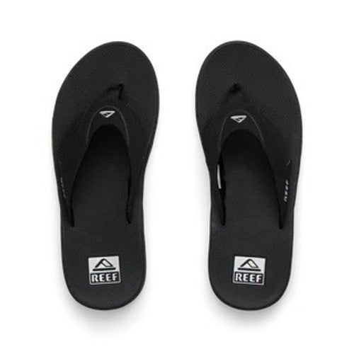 Reef men's Fanning sandals in gunmetal and ocean color, size 10, featuring a built-in bottle opener, new with tag.