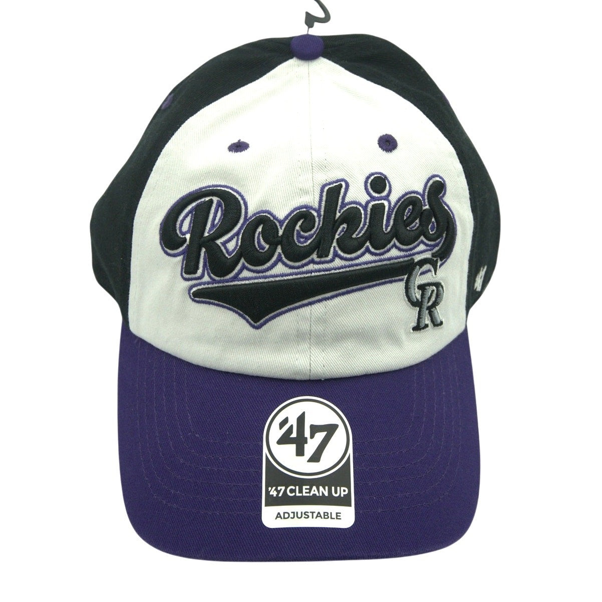 Youth Colorado Rockies MLB hat by 47 Brand, adjustable clean-up style with team logo and classic baseball cap design.