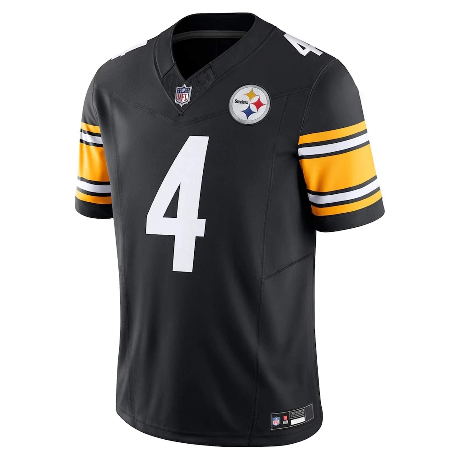 Youth Nike Pittsburgh Steelers #4 Metcalf engineered football jersey, large size, featuring team logo and player number.