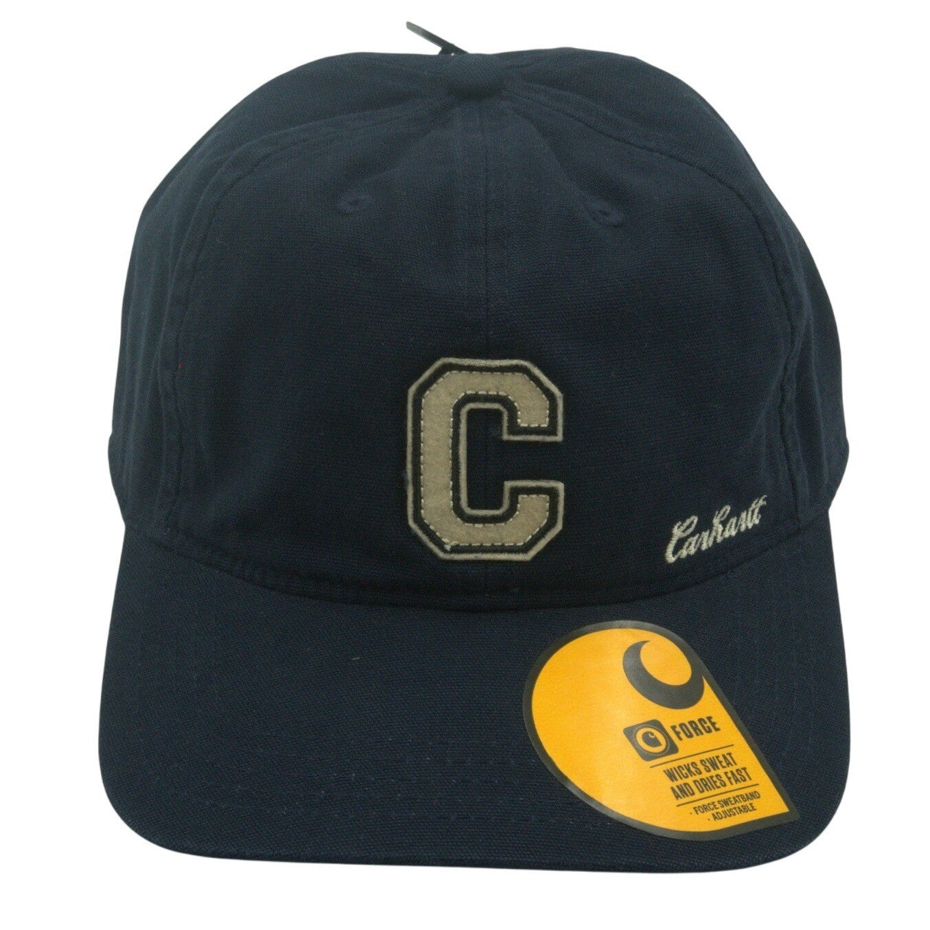Carhartt unisex adjustable hat with embroidered "C" logo, featuring a force sweatband and OSFM fit.