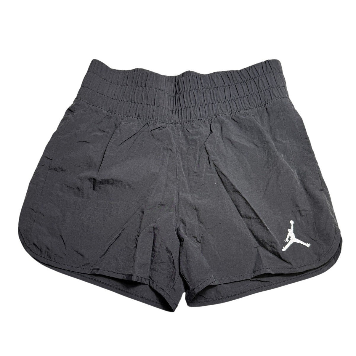 Black Nike Jordan youth girls' athletic shorts, large size, with sporty design and logo details, perfect for active wear.