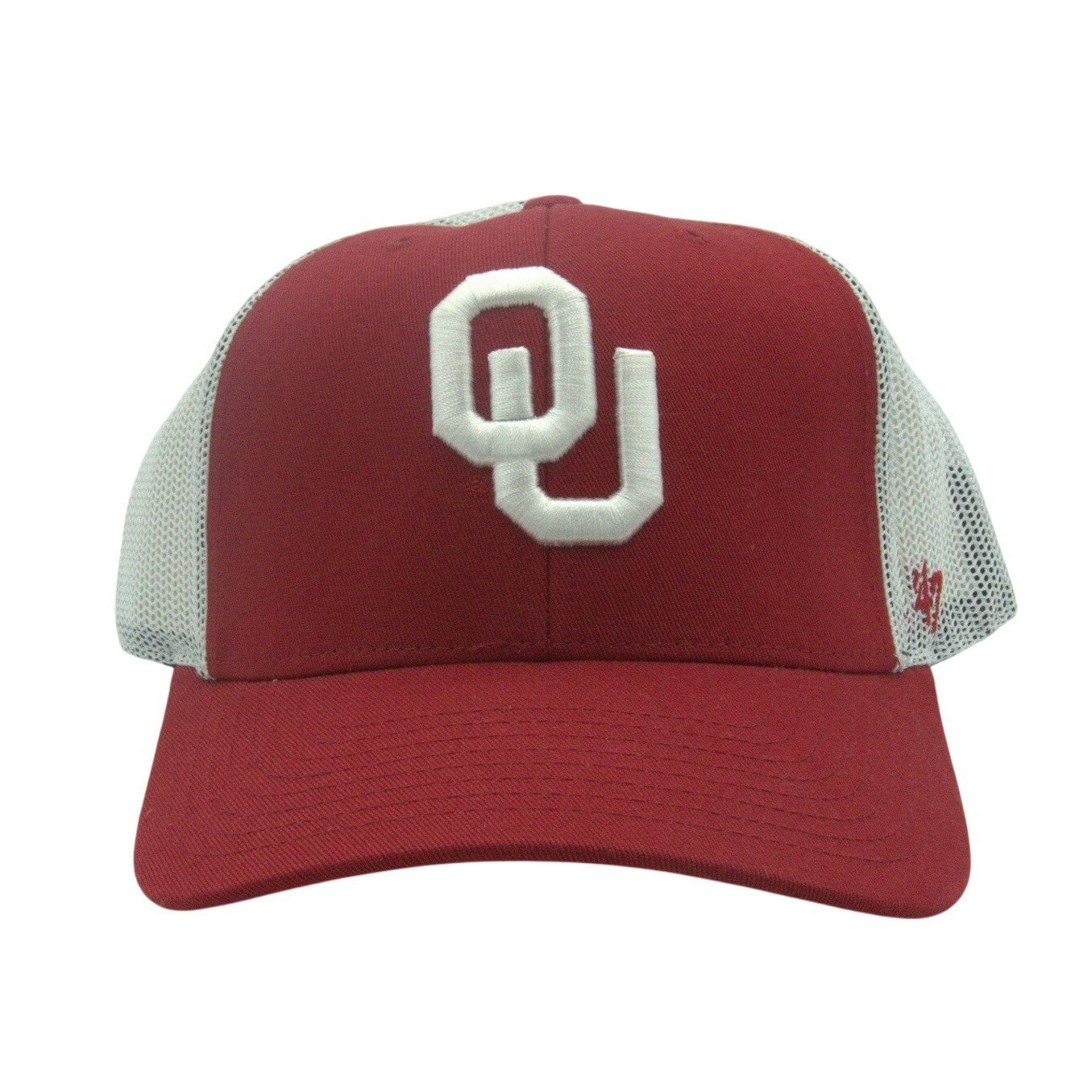 NWT 47 Brand Oklahoma Sooners OU crimson trucker hat, OSFM with mesh back and team logo front for college football fans.