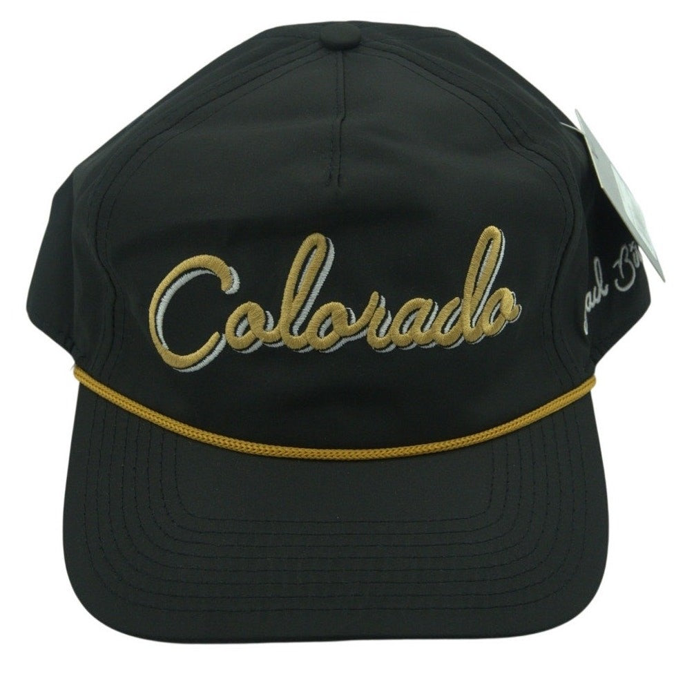 Bad Birdie Colorado Rope Hat in black and gold with embroidered design, stylish and casual headwear for men.