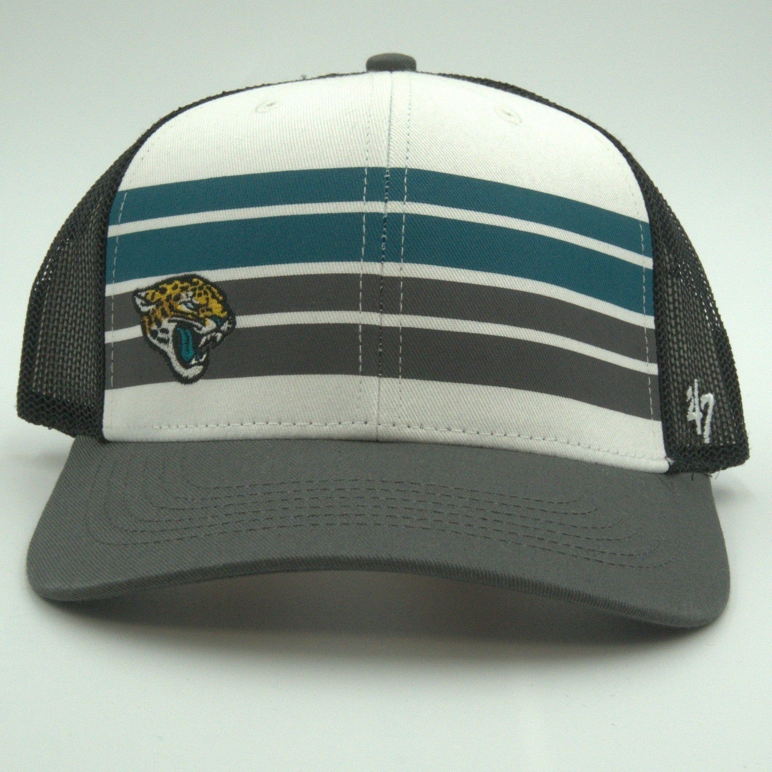 NFL 47 Brand Jacksonville Jaguars youth snapback trucker hat with team logo and adjustable strap, new with tags.