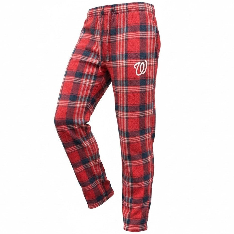 Men's MLB Concepts Sport Washington Nationals plaid pajama pants in 2XL, featuring team logo and comfortable fabric.