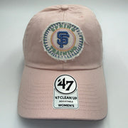 Pink adjustable MLB '47 Brand San Francisco Giants women's clean-up hat with team logo and curved brim.