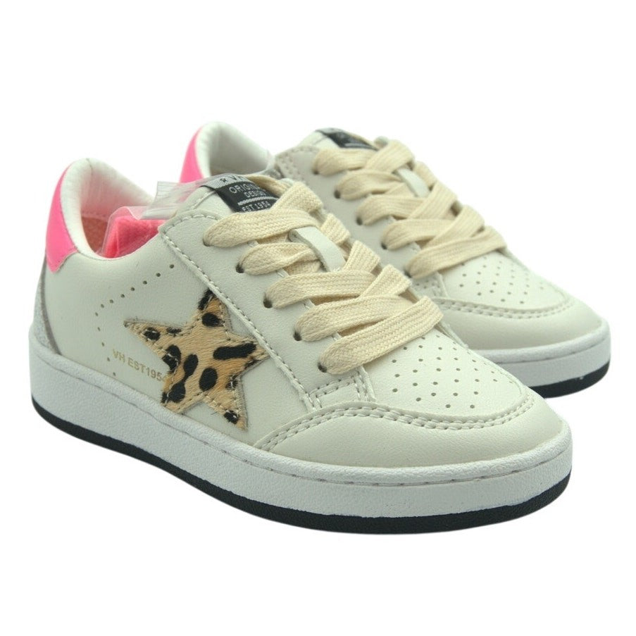 Vintage Havana VHK white sneakers with leopard print pattern, stylish multi-color design, and casual sneaker style.