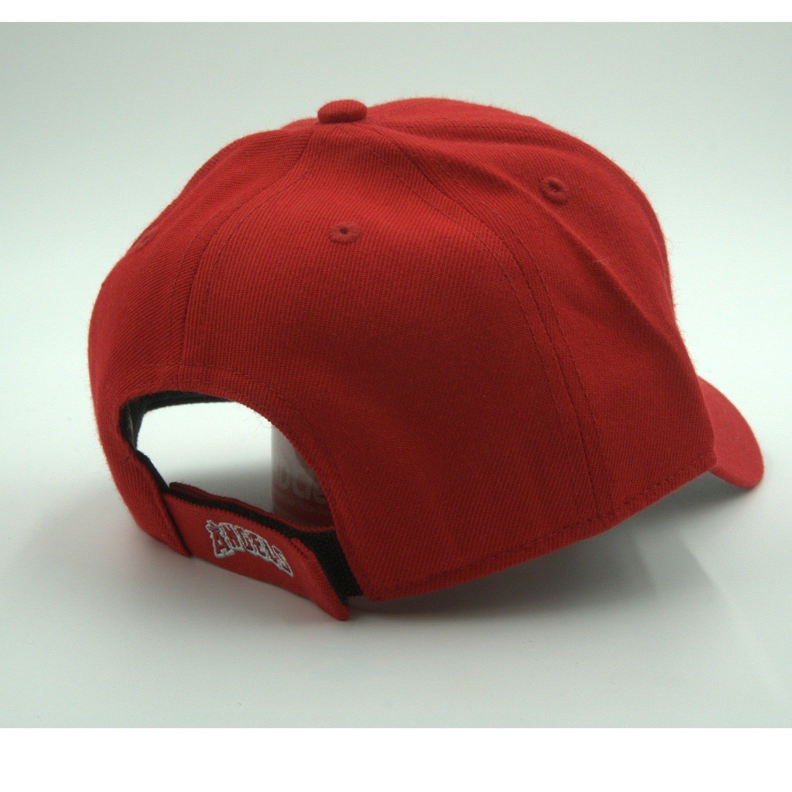 Red Los Angeles Angels '47 Brand Clean Up adjustable hat with team logo, OSFA fit, casual baseball style.