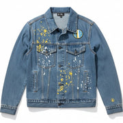 FISLL Angel Reese denim jacket for women, small size, new with tags, featuring classic blue denim and stylish design.