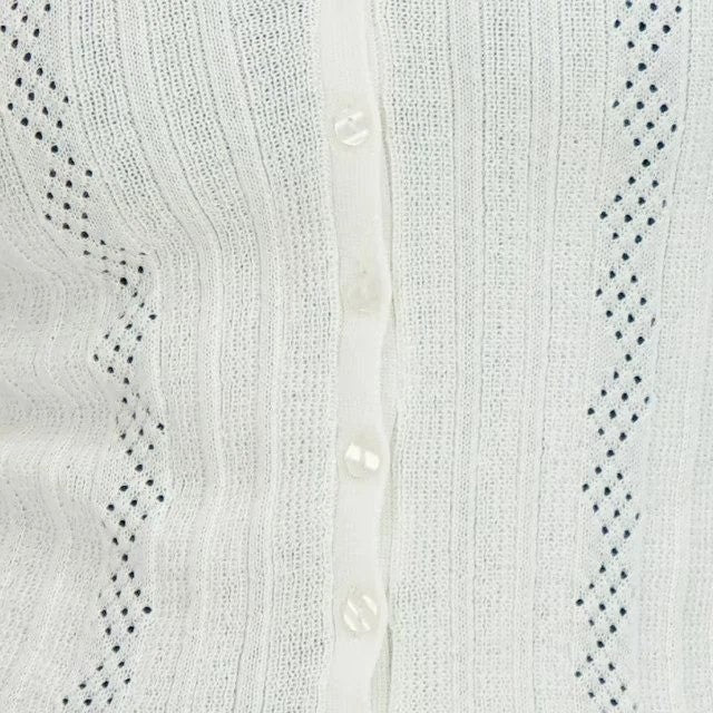 Aeropostale cropped scalloped sweatshirt cardigan with long sleeves and scalloped hem, displayed on a plain background.
