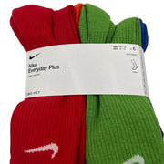 Multicolor Nike Everyday Plus Cushioned Crew Socks for training, shown in XL size, with cushioned sole and ribbed ankle design.