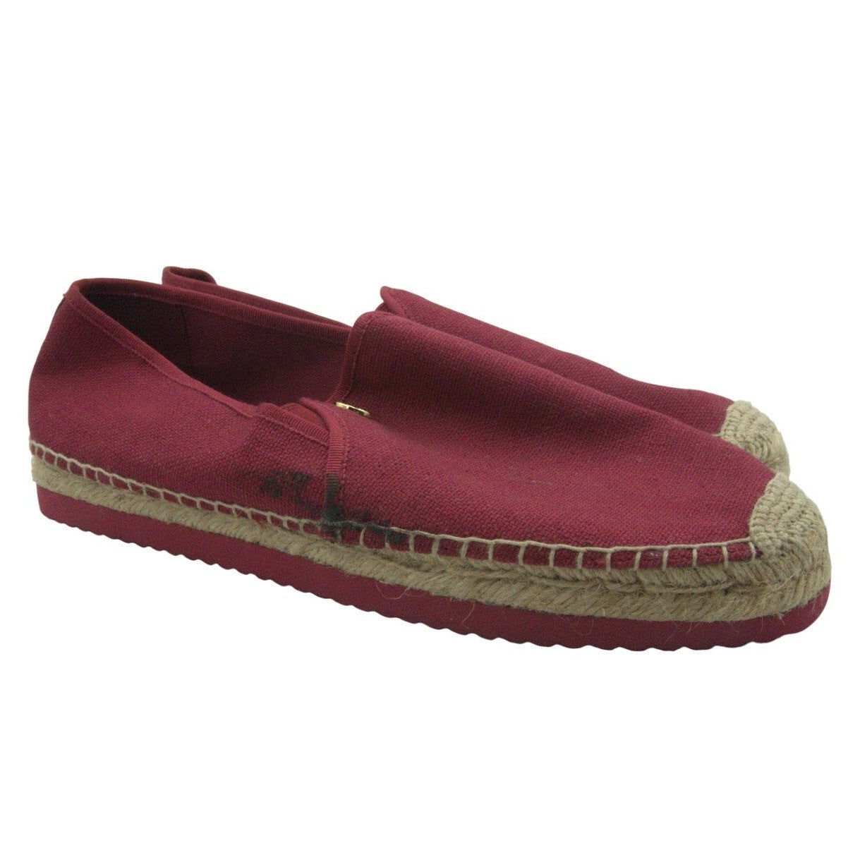 Michael Kors women's red burgundy canvas espadrille slip-on loafers, flat shoes in size 9M, with casual woven design and comfortable fit.
