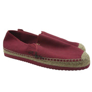 Michael Kors women's red burgundy canvas espadrille slip-on loafers, flat shoes in size 9M, with casual woven design and comfortable fit.