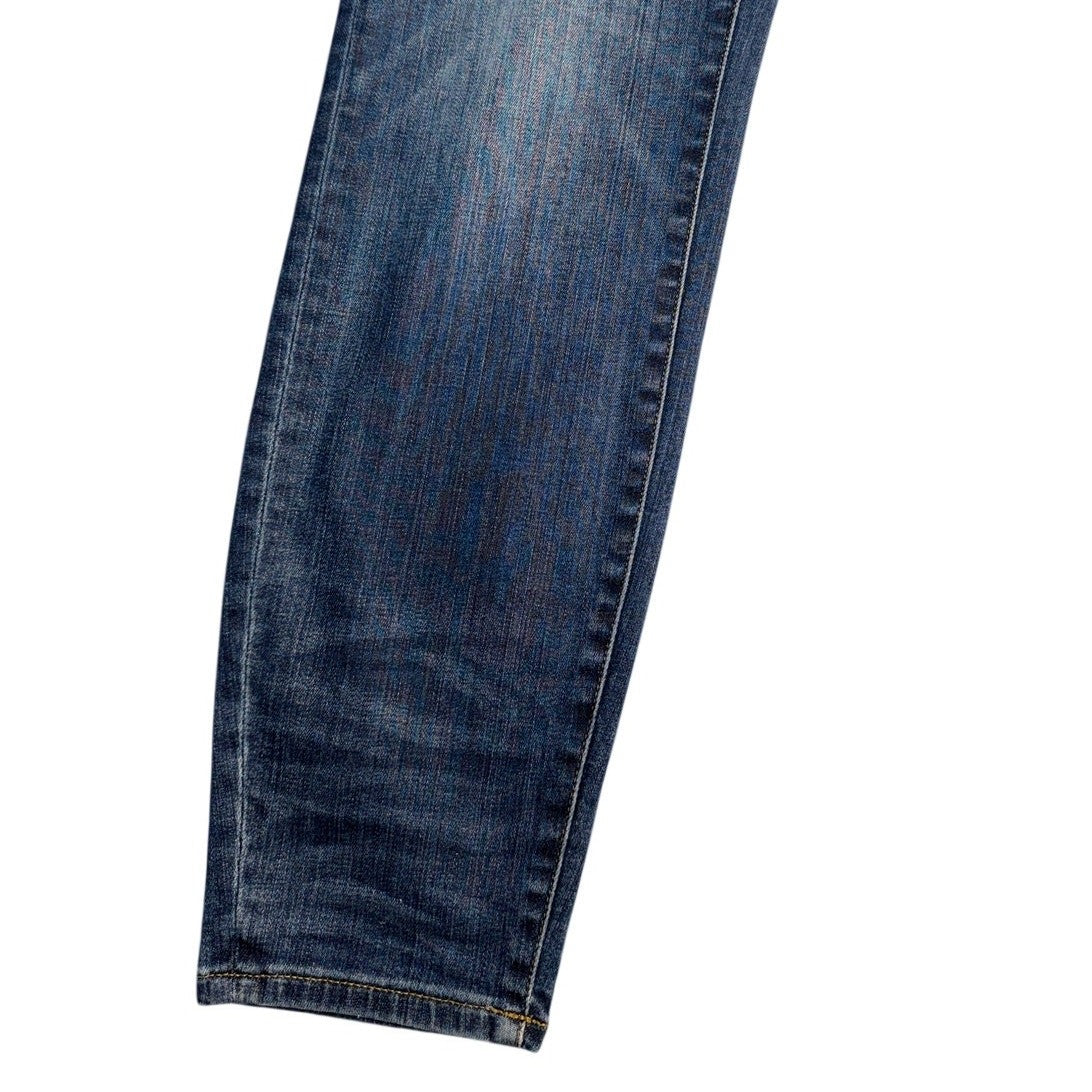Madewell high riser skinny jeans for women, size 32, in great condition, shown on a hanger with a neutral background.