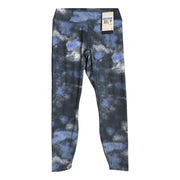 Nike women's navy blue high-waisted 7/8 printed leggings, size M, with a fitted stretchy design and Nike logo detail.