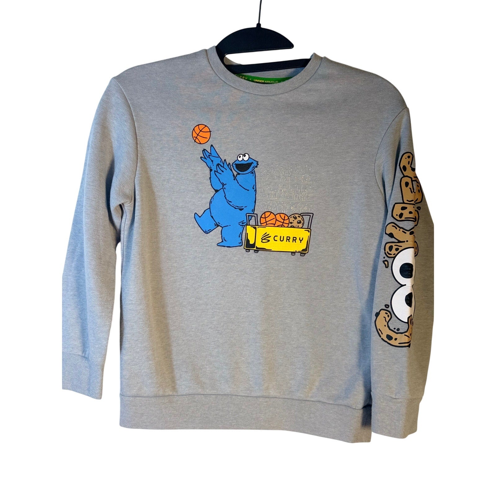 Under Armour Curry x Sesame Street Cookie Monster Youth Sweatshirt Gray YSM