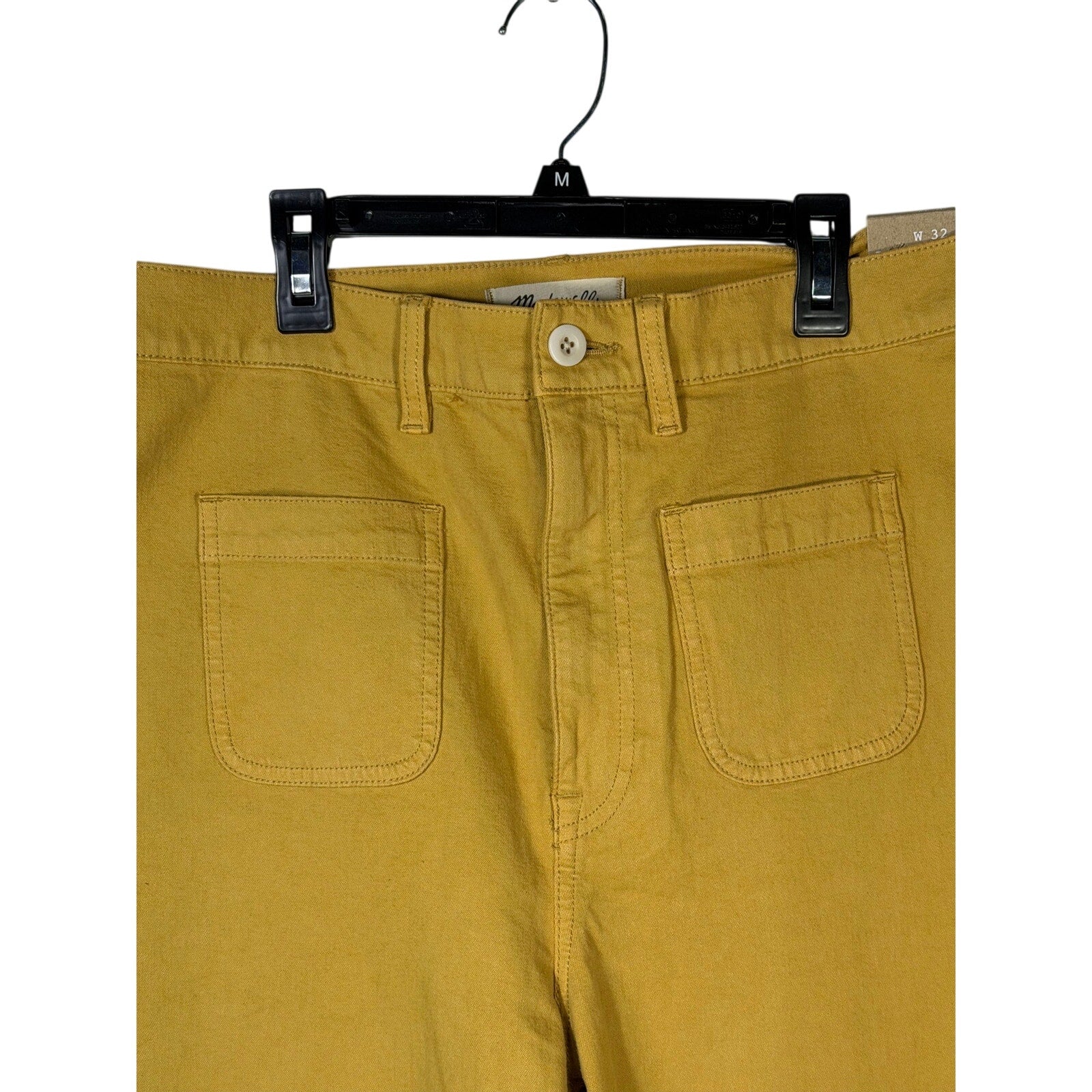 Madewell The Perfect Vintage wide-leg crop pants in mustard yellow, size 32, featuring a relaxed fit and cropped length.